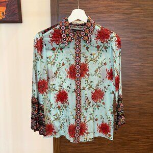 Alice + Olivia Patterned Button Down Blouse